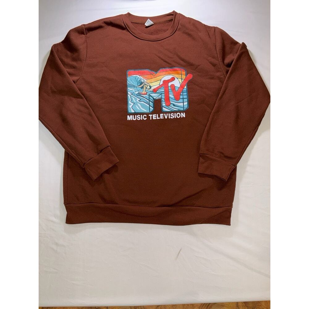 Mtv Long Sleeve Brown Crewneck Large Men
